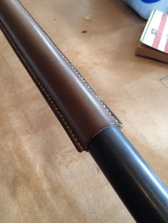 Blackened Handrail With Leather Wrap